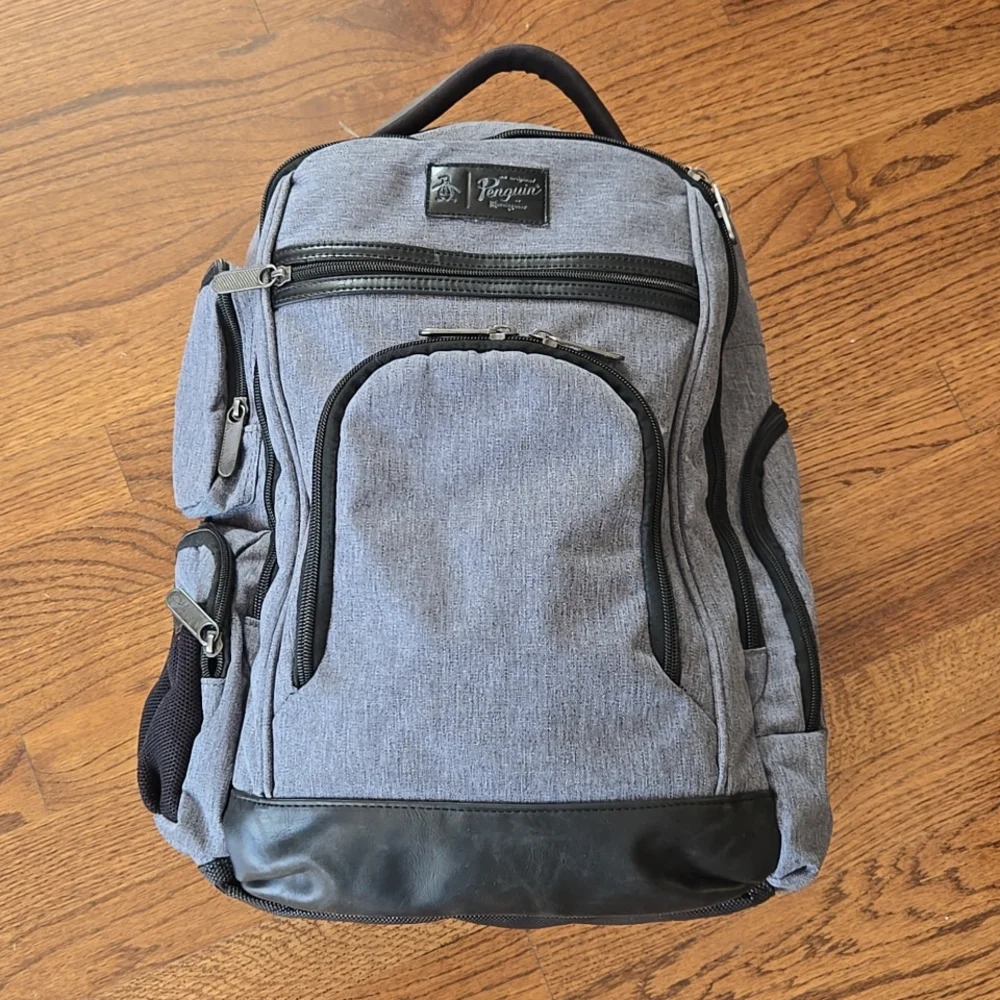 Original Penguin Gray & Black Laptop Shoulder Work School Backpack